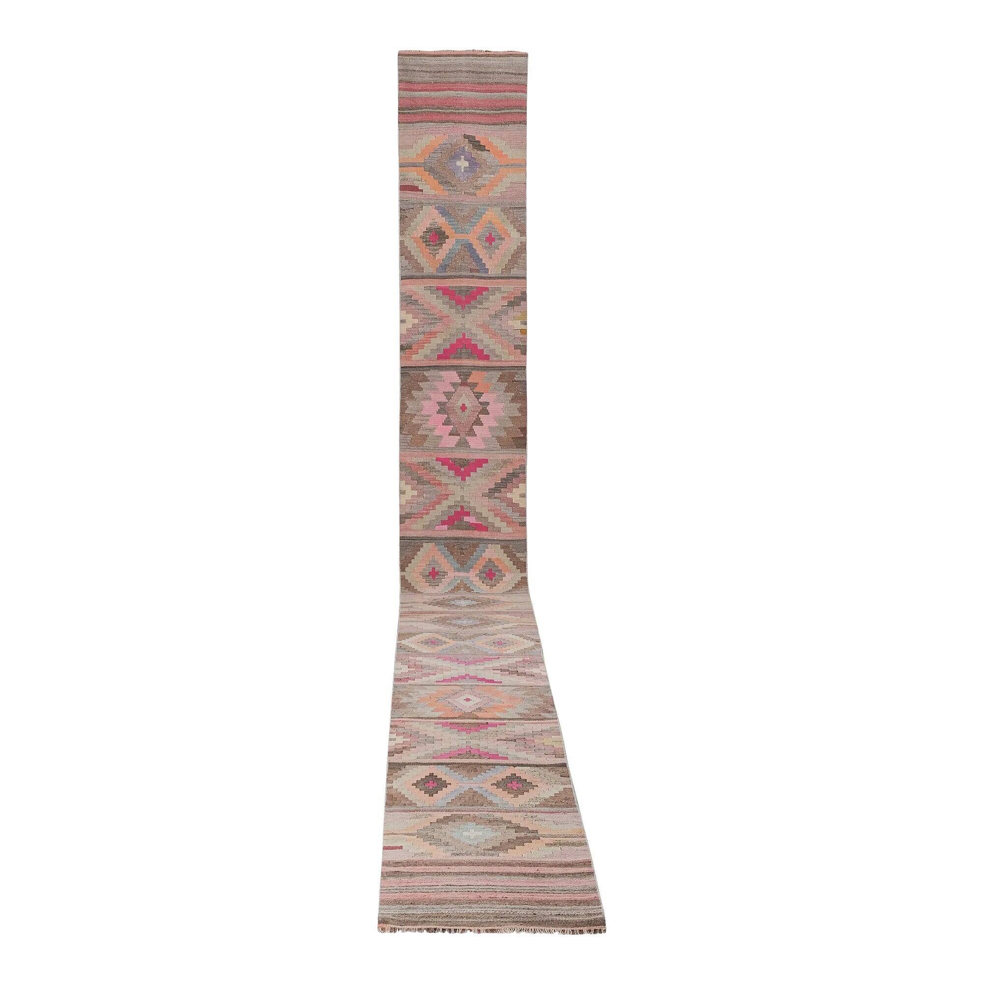 Vintage Turkish hallway rug 74x696 cm