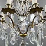 Bronze, brass and crystal chandelier, early 20th century.