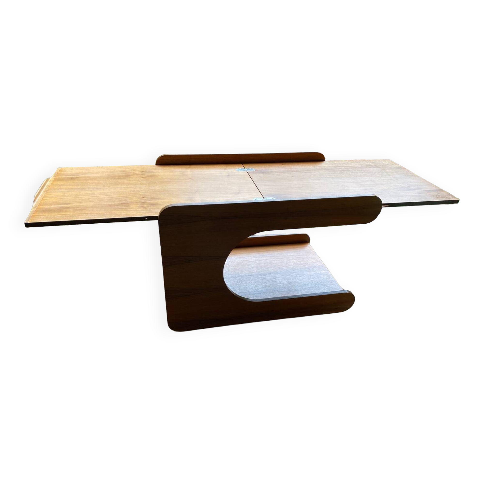 Rolling teak coffee table with foldable top circa 1960