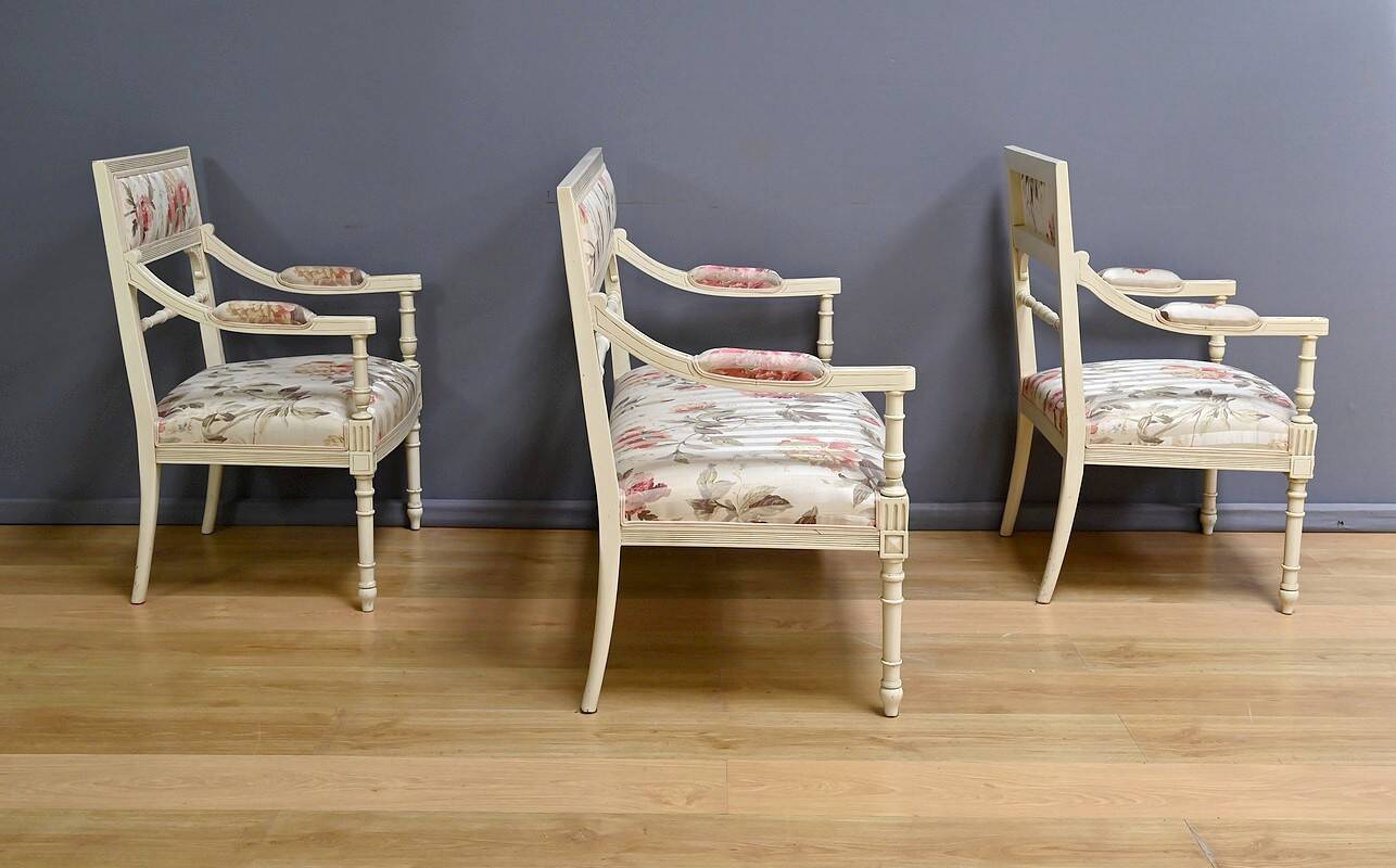 Louis XVI style lounge with benches and armchairs – 2nd part of the 20th century