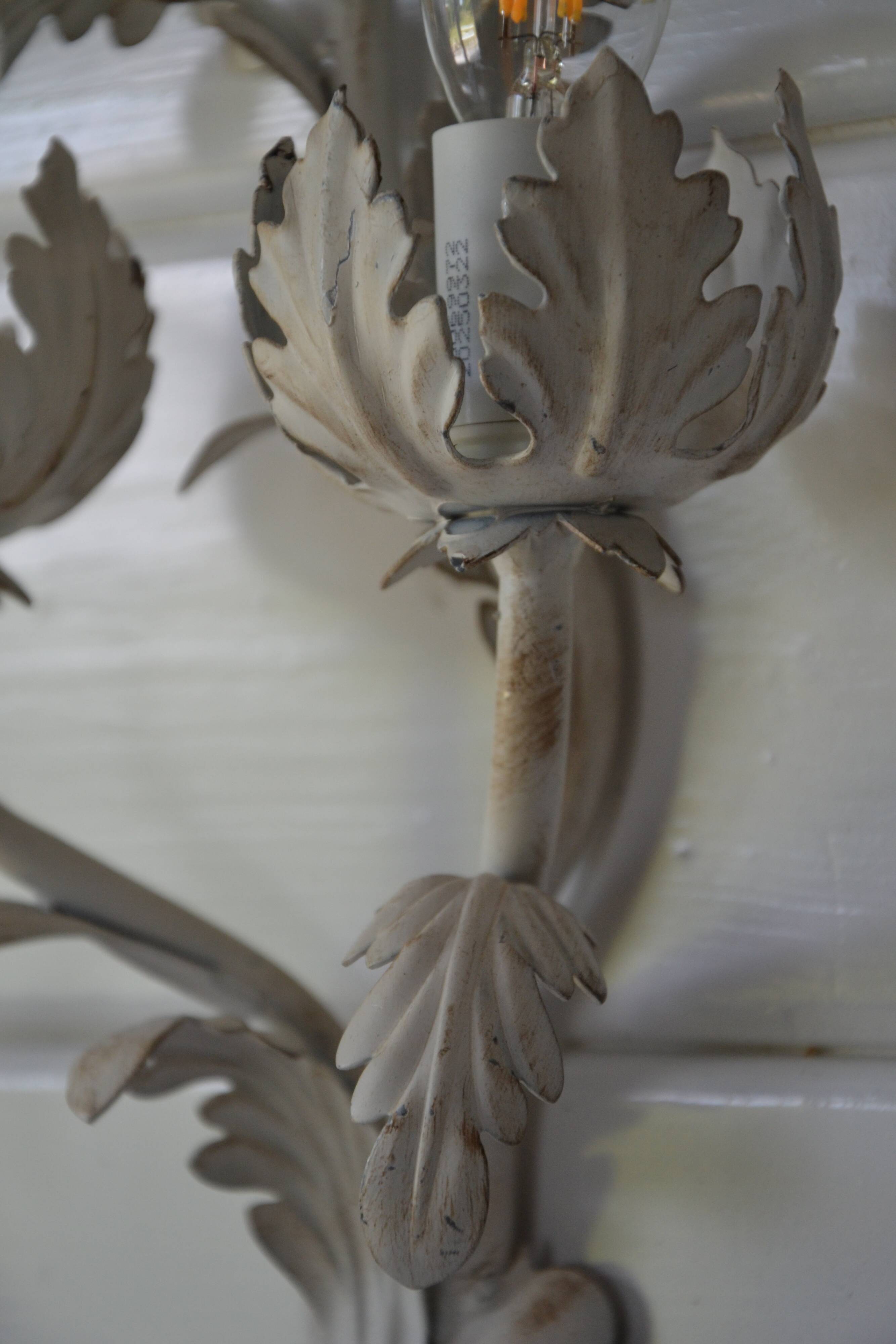 2 Florentine metal leaf wall lights