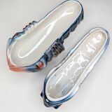 Lobster barbotine signed Michel Caugant midnight blue / coral