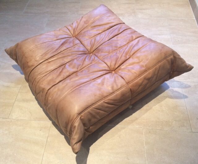 Togo pouffe by Michel Ducaroy for Ligne Roset natural leather