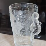 Art deco crystal vase with fish and seahorse motifs