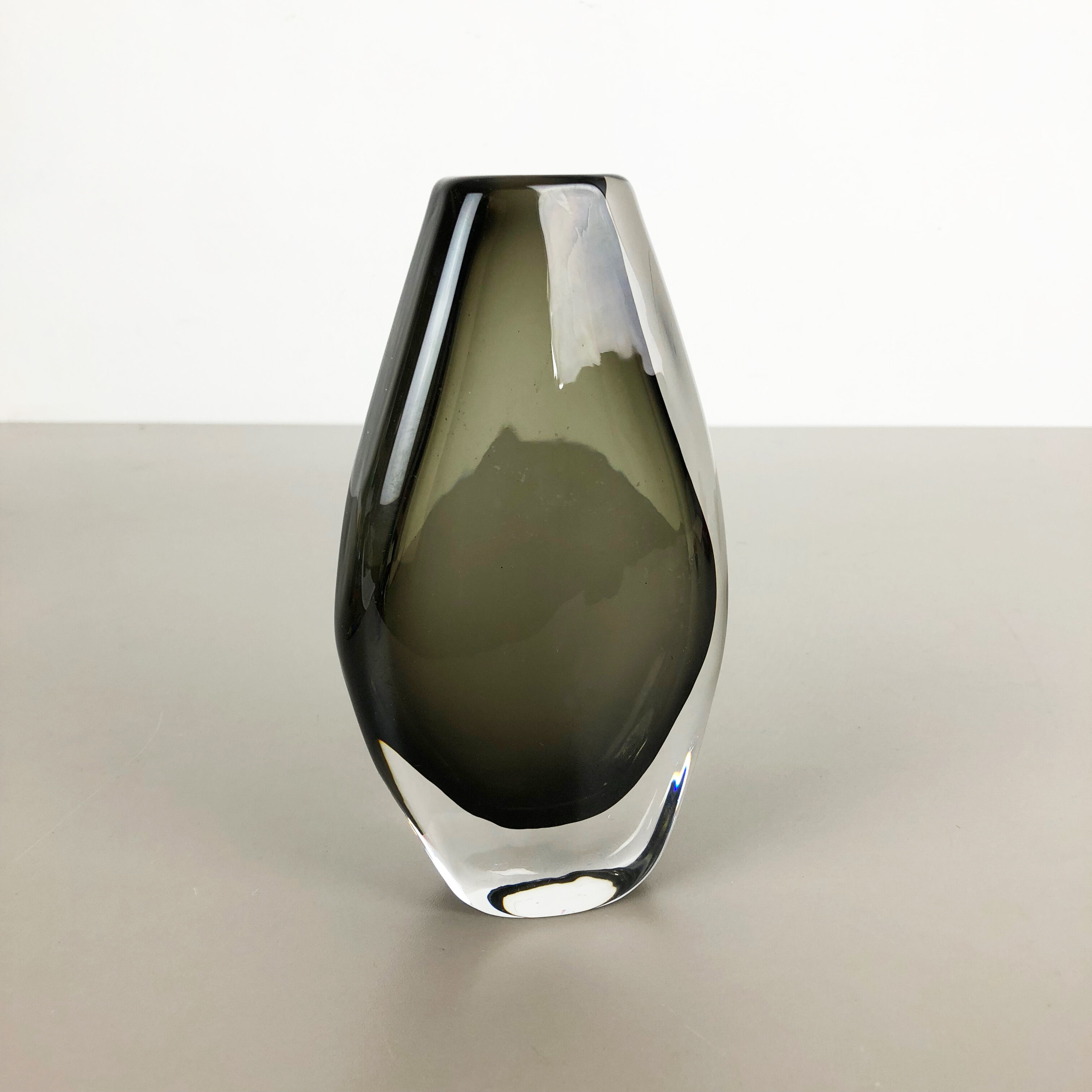 Nils Landberg 'Sommerso' smoked glass vase for Orrefors, Sweden, 1970s