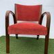 Hugues Steiner armchair, bow-wood model, curved wood and velvet, 1950