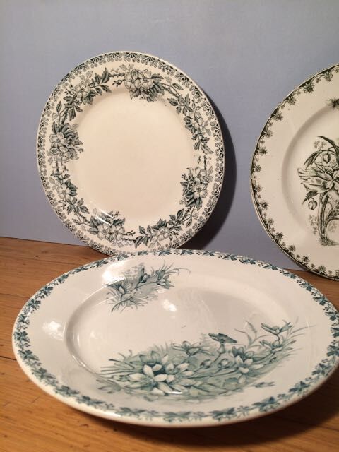 Trio of plates green tones