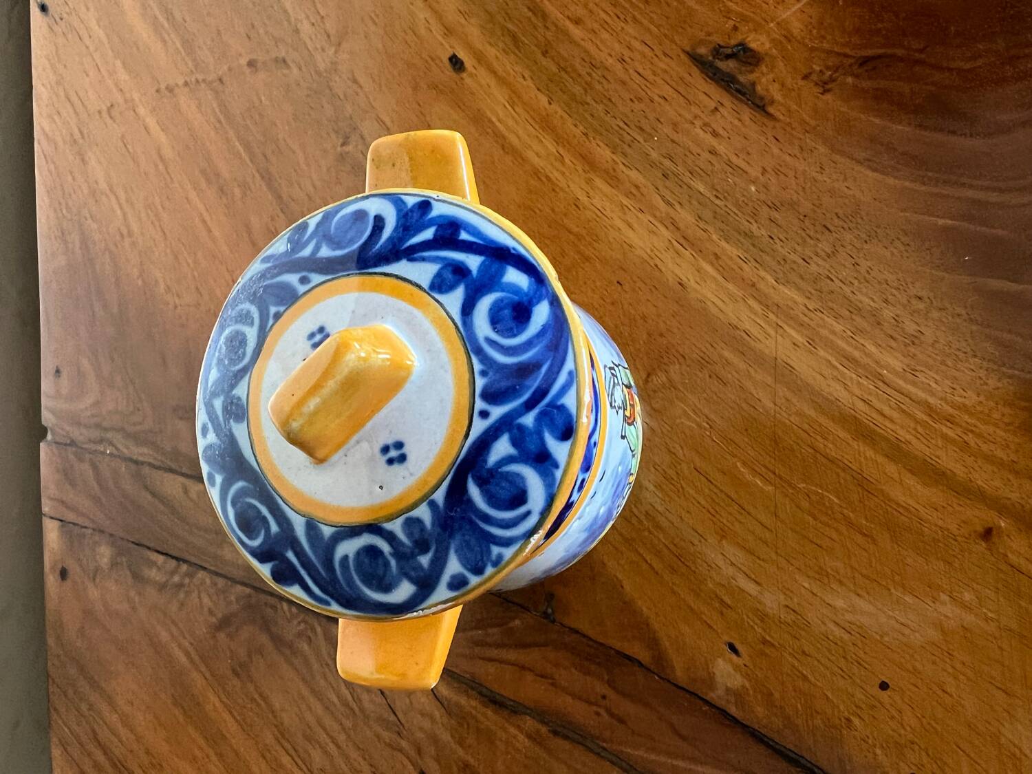 Set of tray and six cream pots HB Quimper