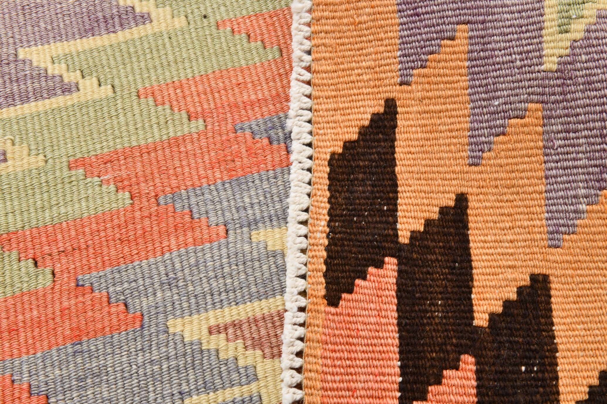 Tapis de sol tribal kilim vintage vert clair, 176x301 cm