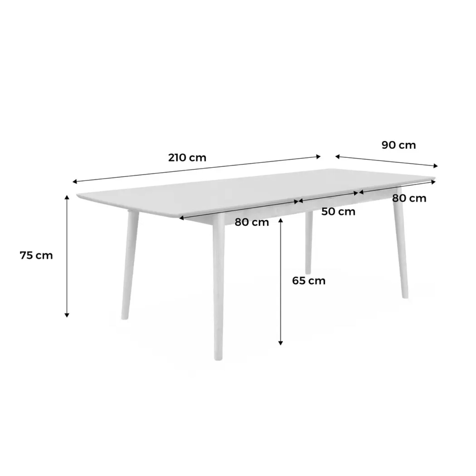 Table à manger extensible effet noyer – 160 cm à 210 cm – Comme neuve