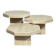 Set of 3 octagonal travertine tables 1970