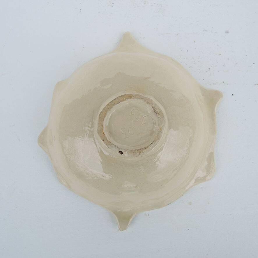 Antique ceramic bowl signed – maple leaf decoration
