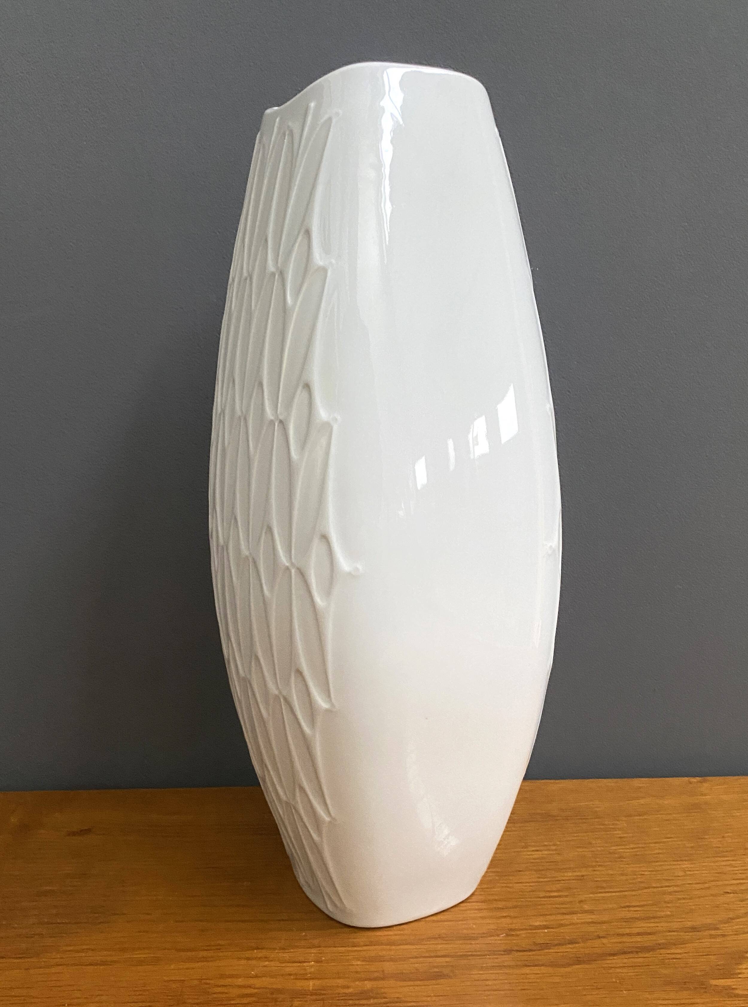 Large vintage white ceramic vase by Alka Kunst Bavaria
