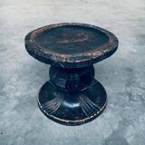Handcrafted Low Stool in Carved Stained Wood, Africa, 1950s