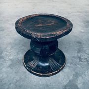 Handcrafted Low Stool in Carved Stained Wood, Africa, 1950s