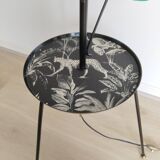 Plant holder floor lamp with shelf, black tripod