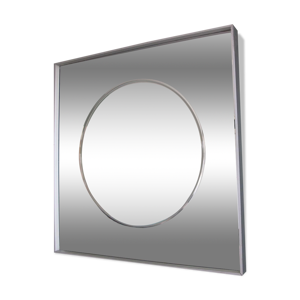 Vintage aluminum 77cm square mirror