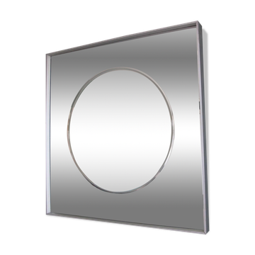 Vintage aluminum 77cm square mirror