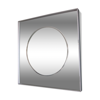 Vintage aluminum 77cm square mirror