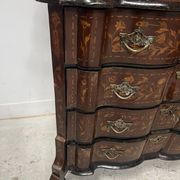 Dutch display cabinet in two parts made of marquetry wood.