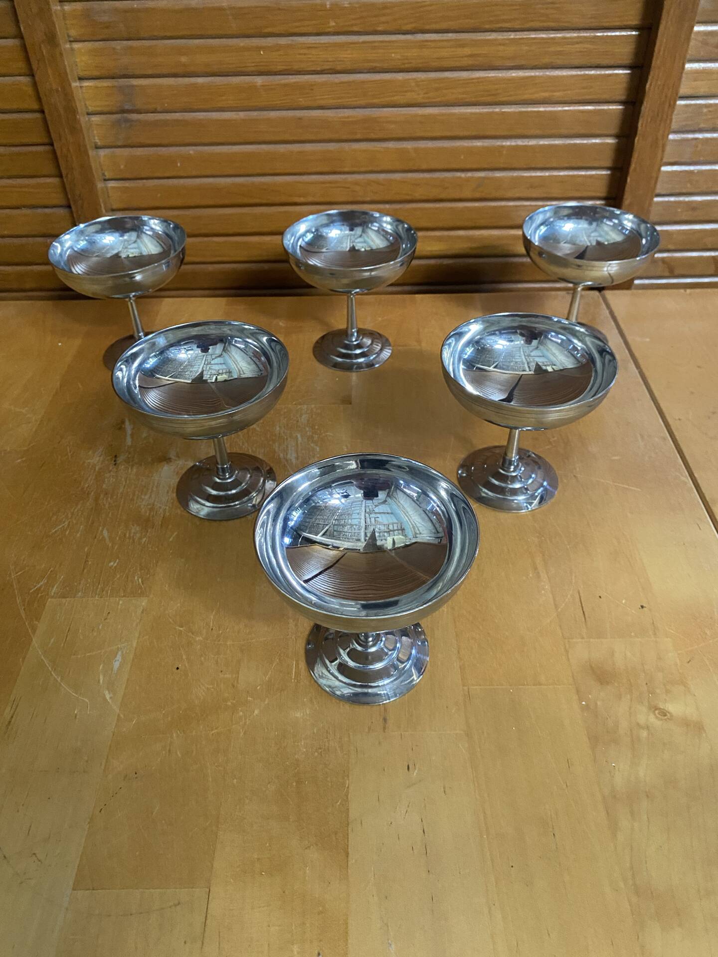 Set of 6 ice cream bowls rémy letang stainless steel vintage design #e407