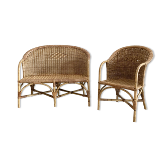 Children's rattan sofa and armchair set