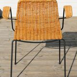 Rattan and steel armchair