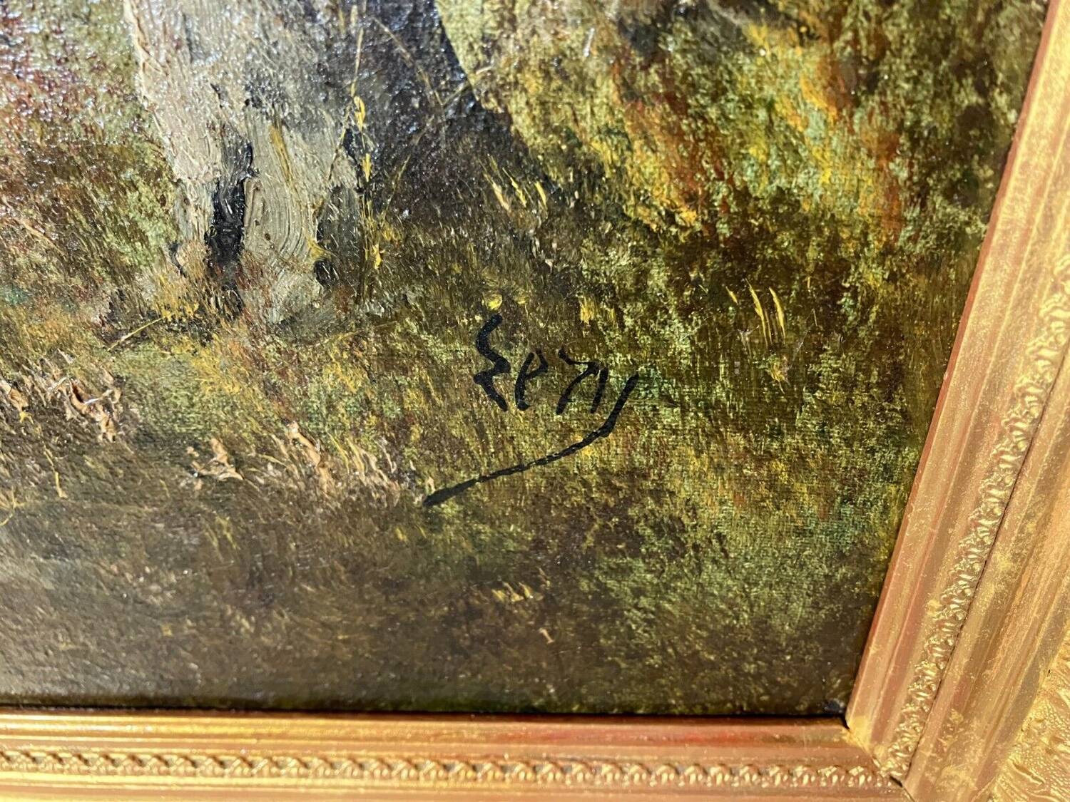 Barbizon School signed, 19th century oil on canvas representing a landscape