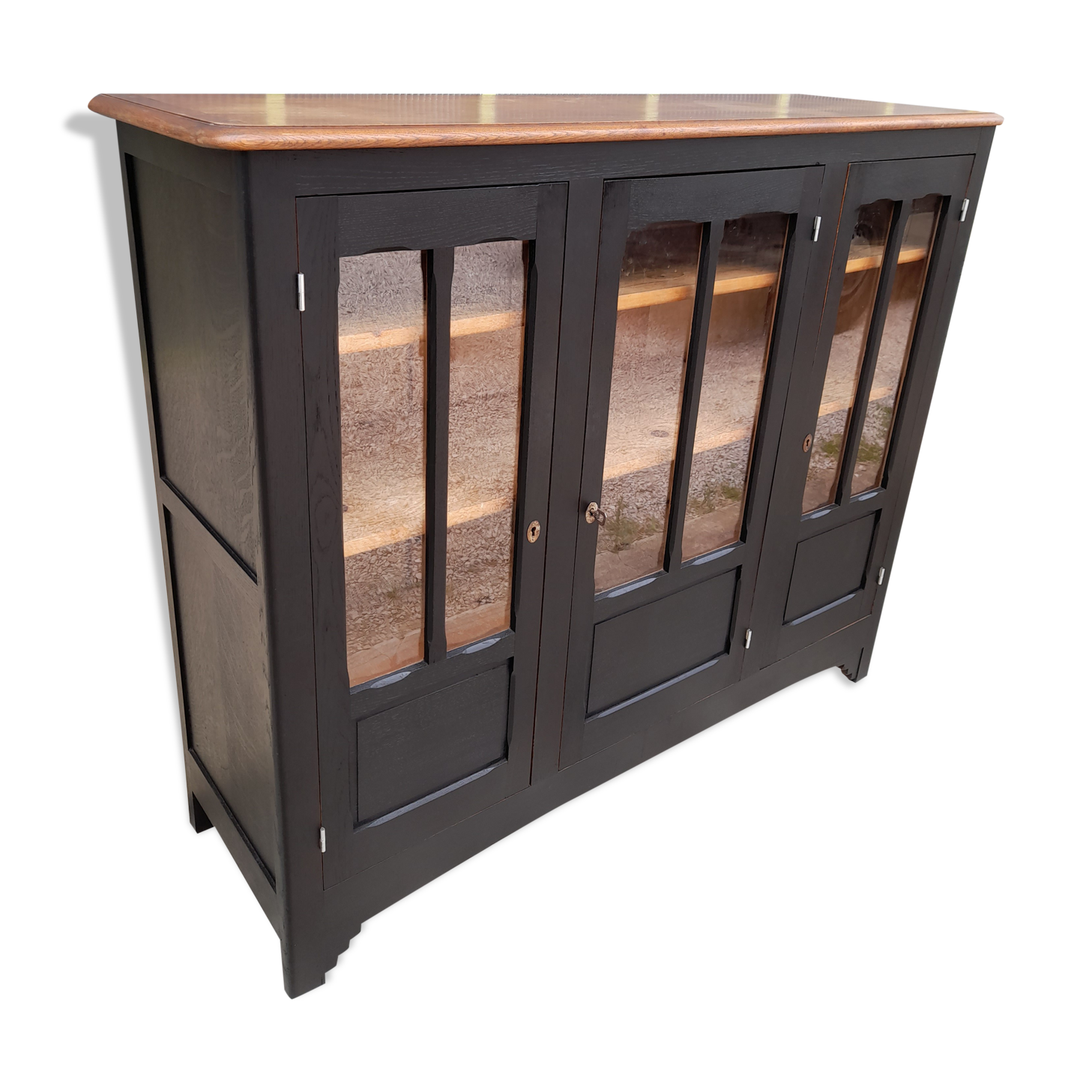 Buffet showcase 3 doors patiné black year 50