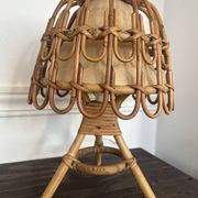 Mid-Century Rattan and Wicker Lamp by Louis Sognot, France, 1960s.