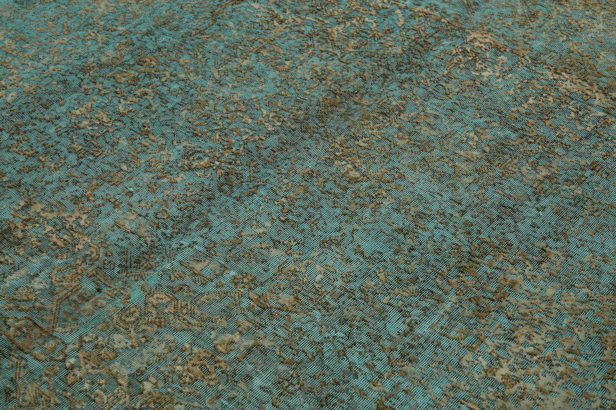 1970s 232 cm x 319 cm turquoise wool carpet