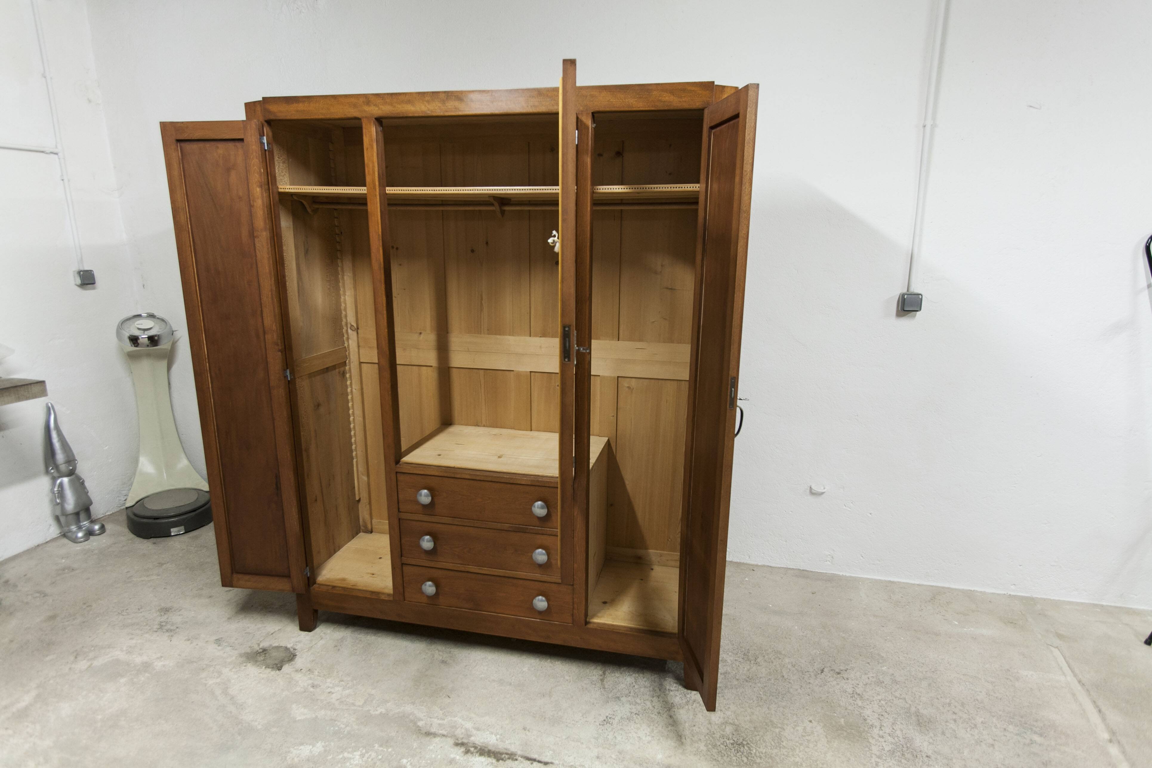 Mid-century armoire with large mirror, wardrobe and chest of drawers