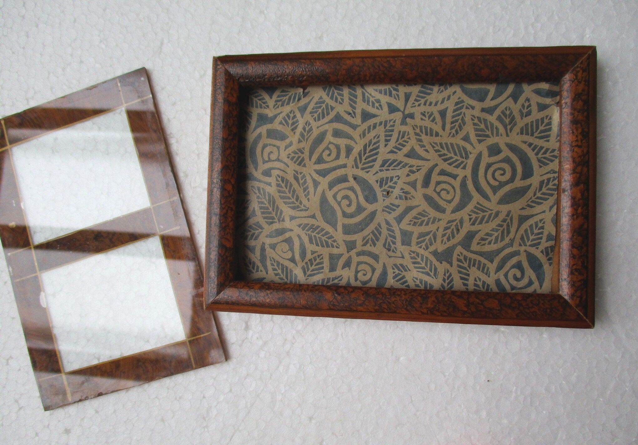 Old wooden photo frame, wall