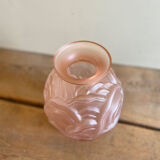 Pink satin glass "ripples" vase