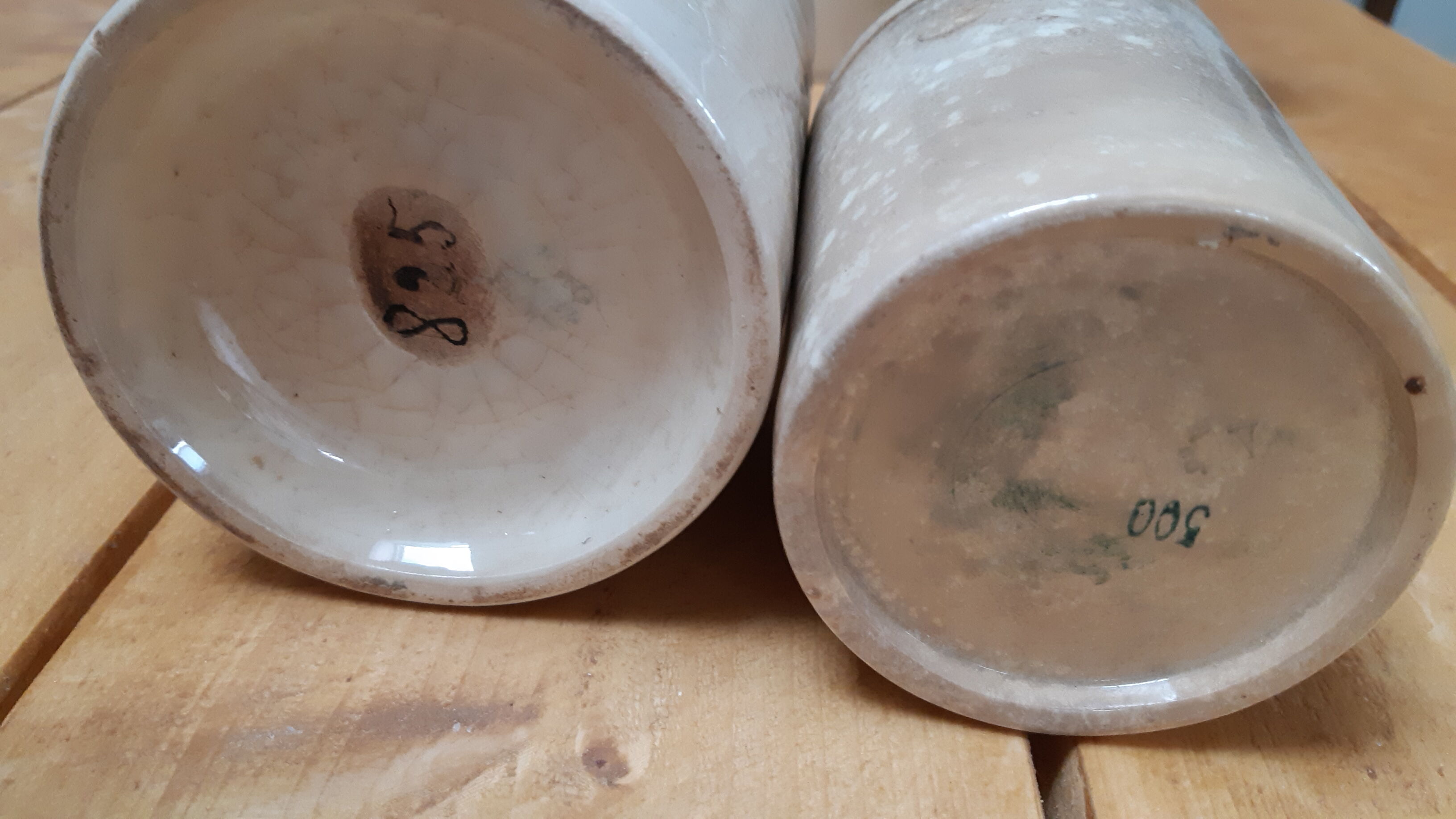 Duo of sandstone jam jars