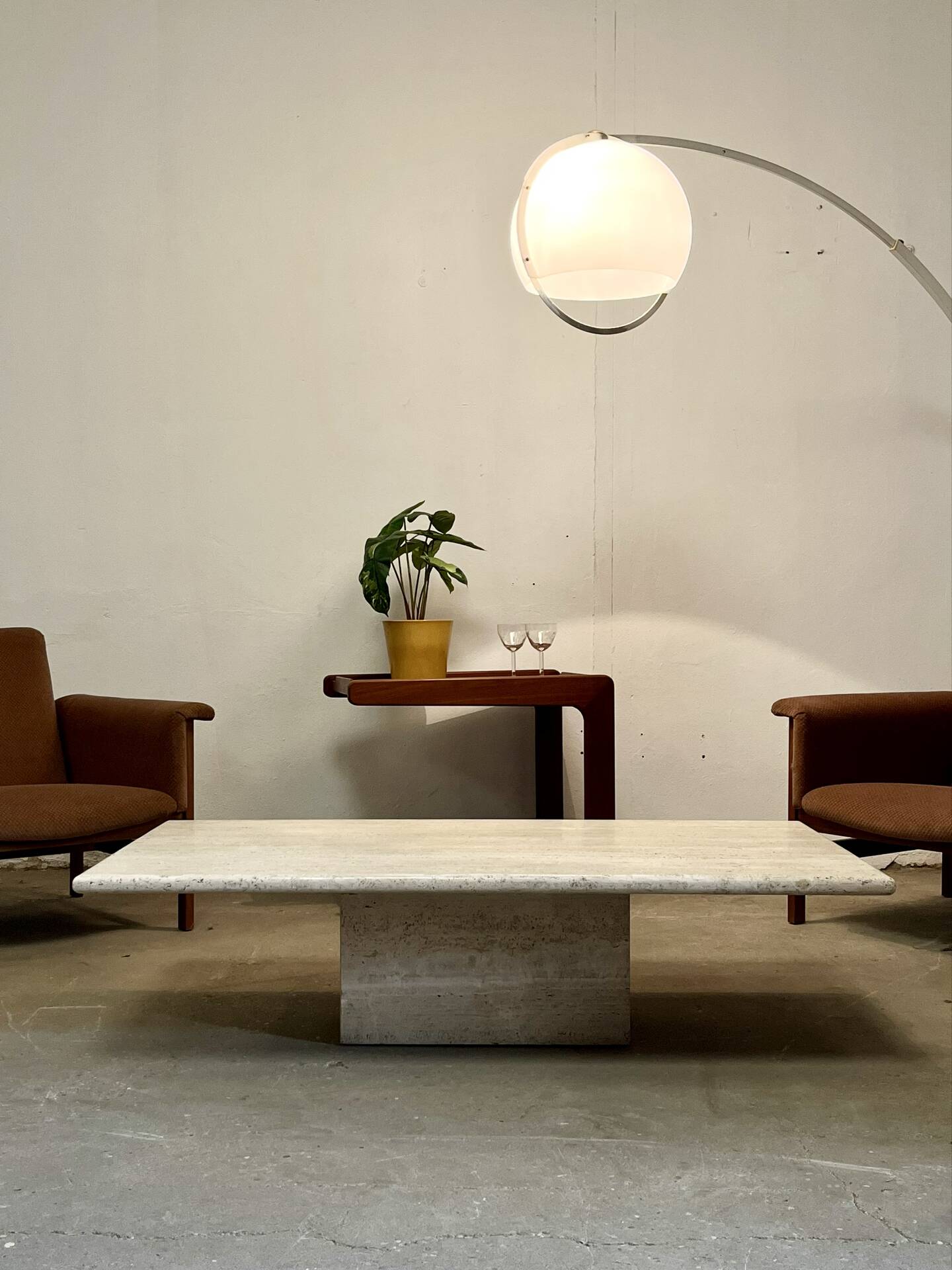 1970s travertine coffee table
