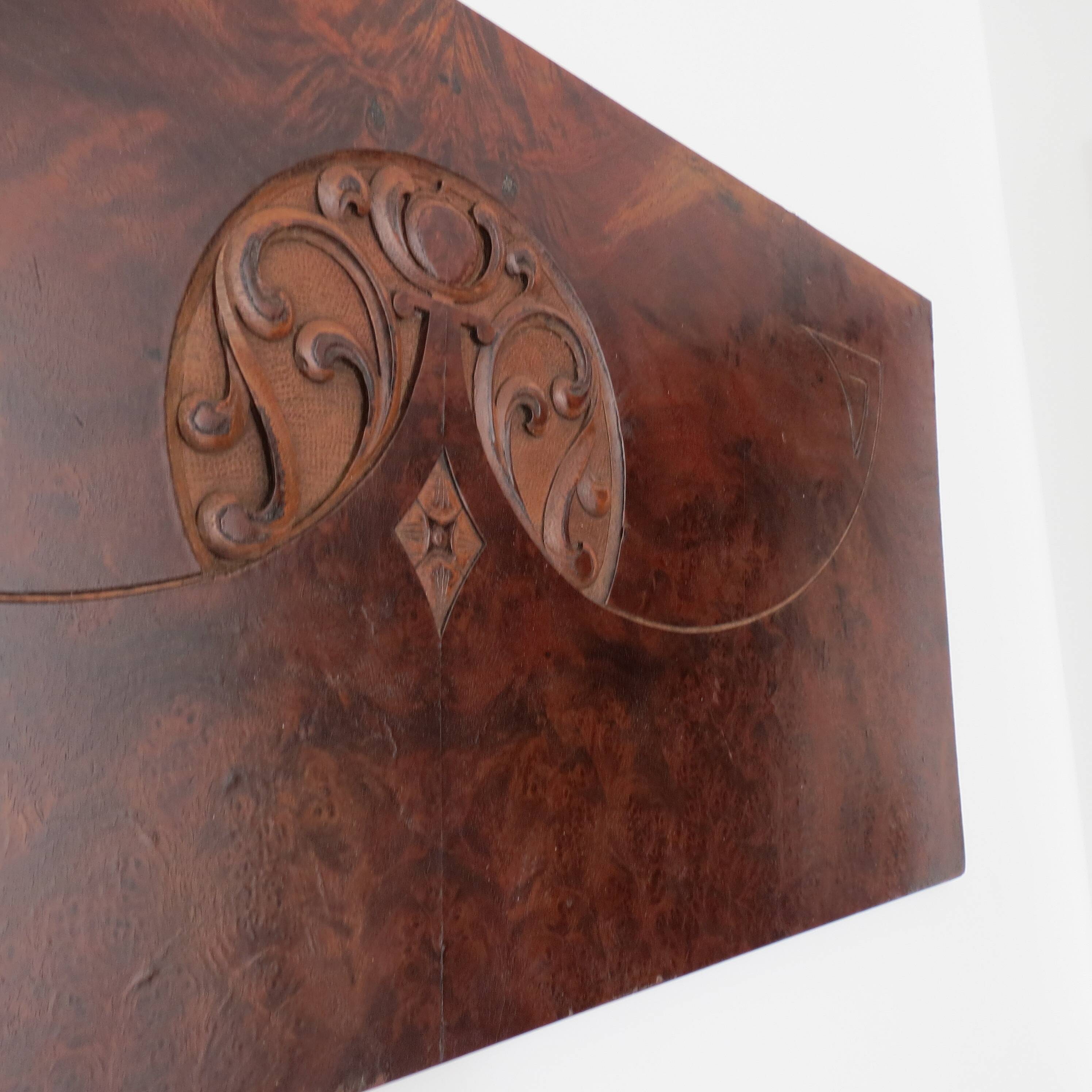 Art Nouveau Secessionist Carved Burr Walnut Wood Wall Hanging 1900