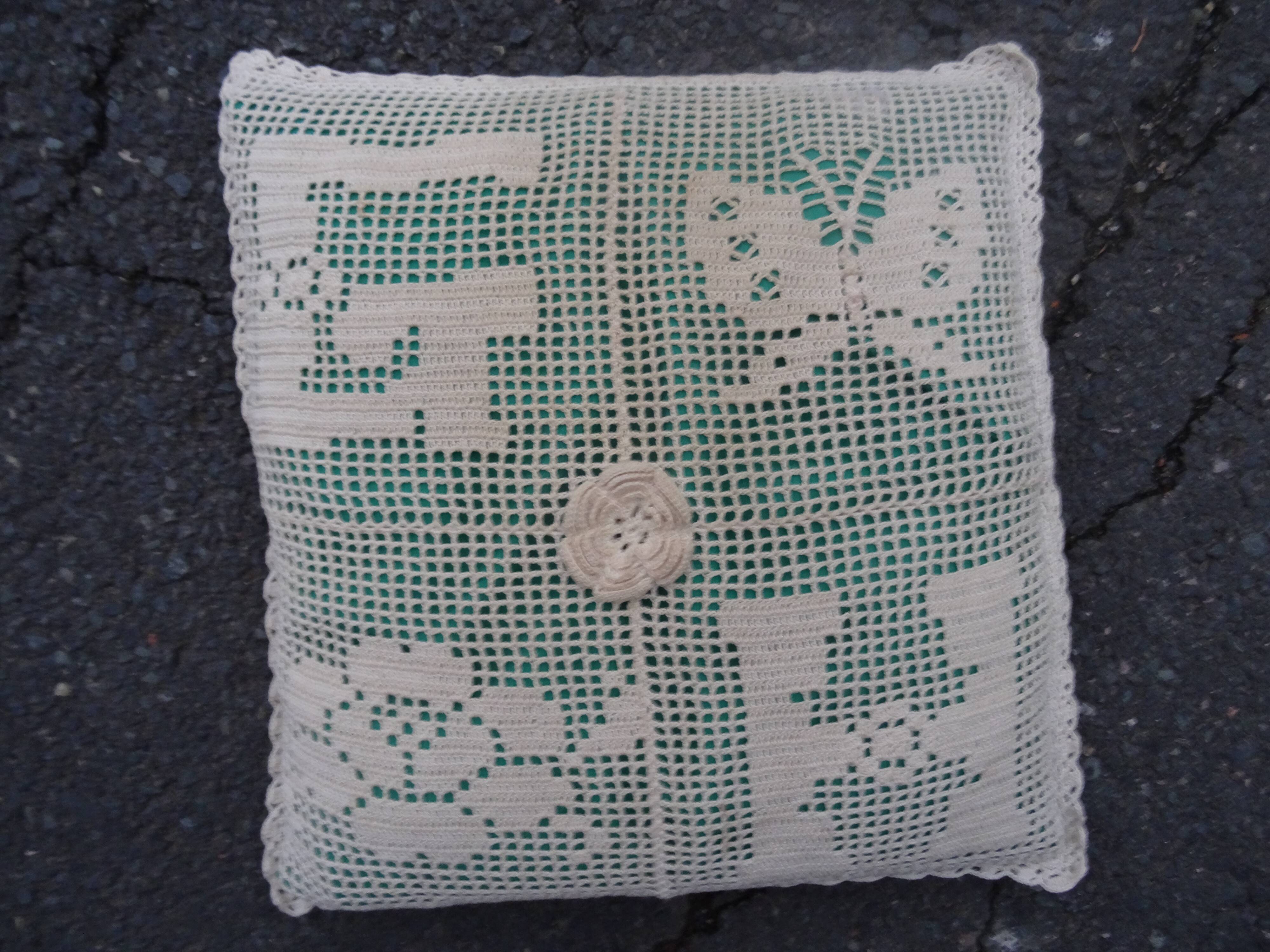 Vintage crochet cushion