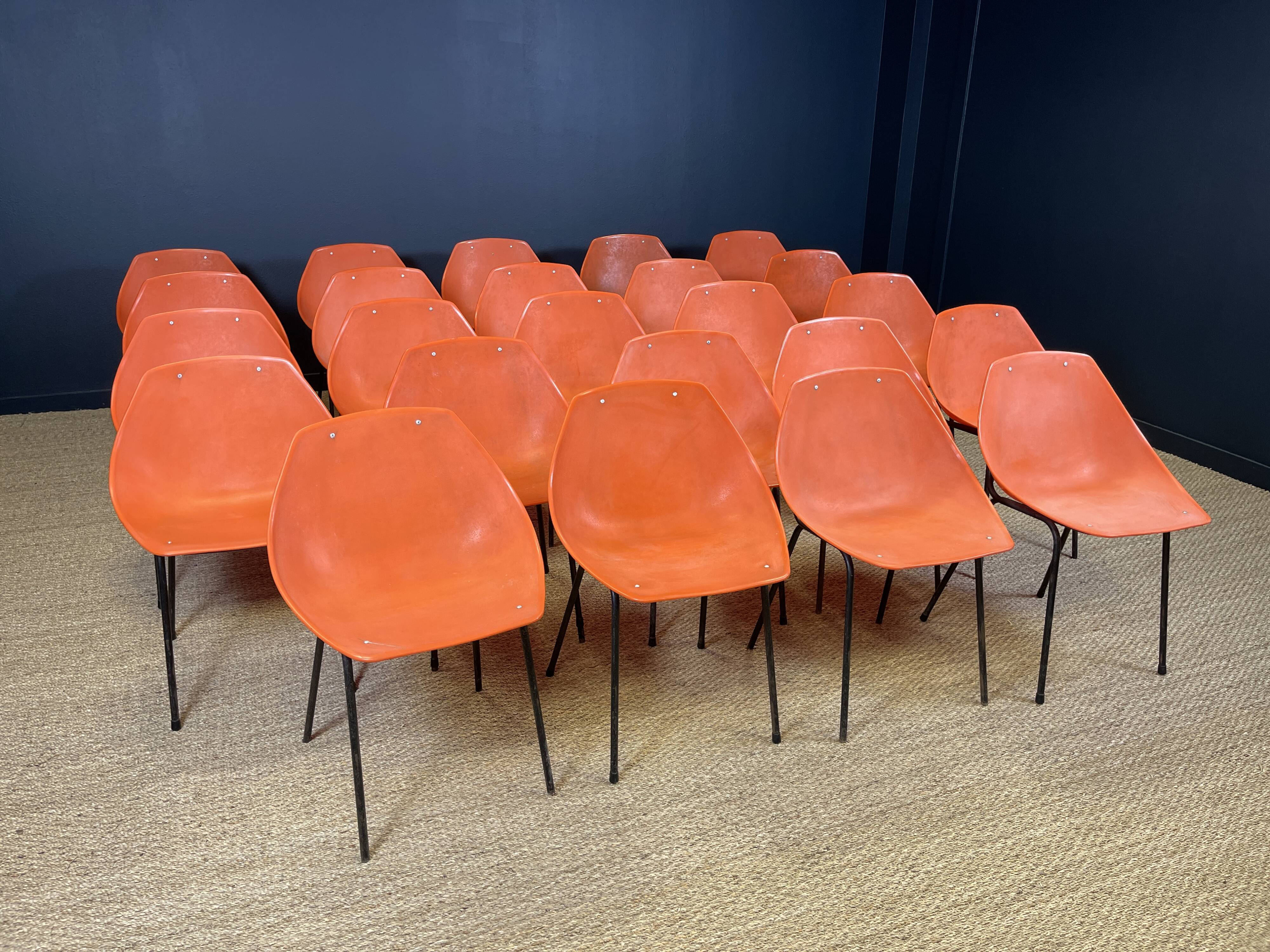 Set of 24 orange Guariche chairs