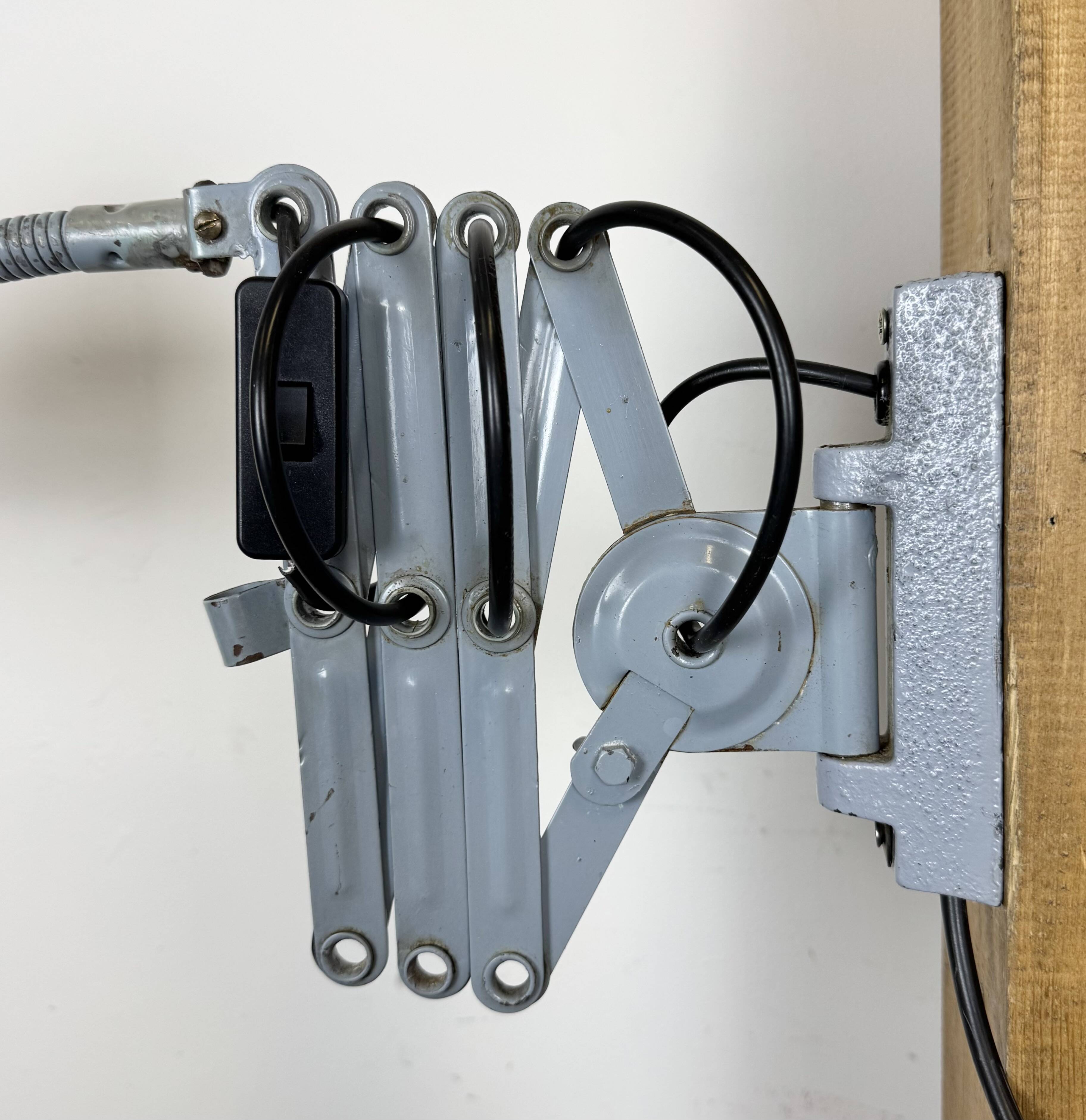 Grey Industrial Scissor Wall Lamp from Elektroinstala, 1960s