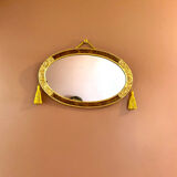 Miroir ovale vintage en bois et plâtre 50x32cm