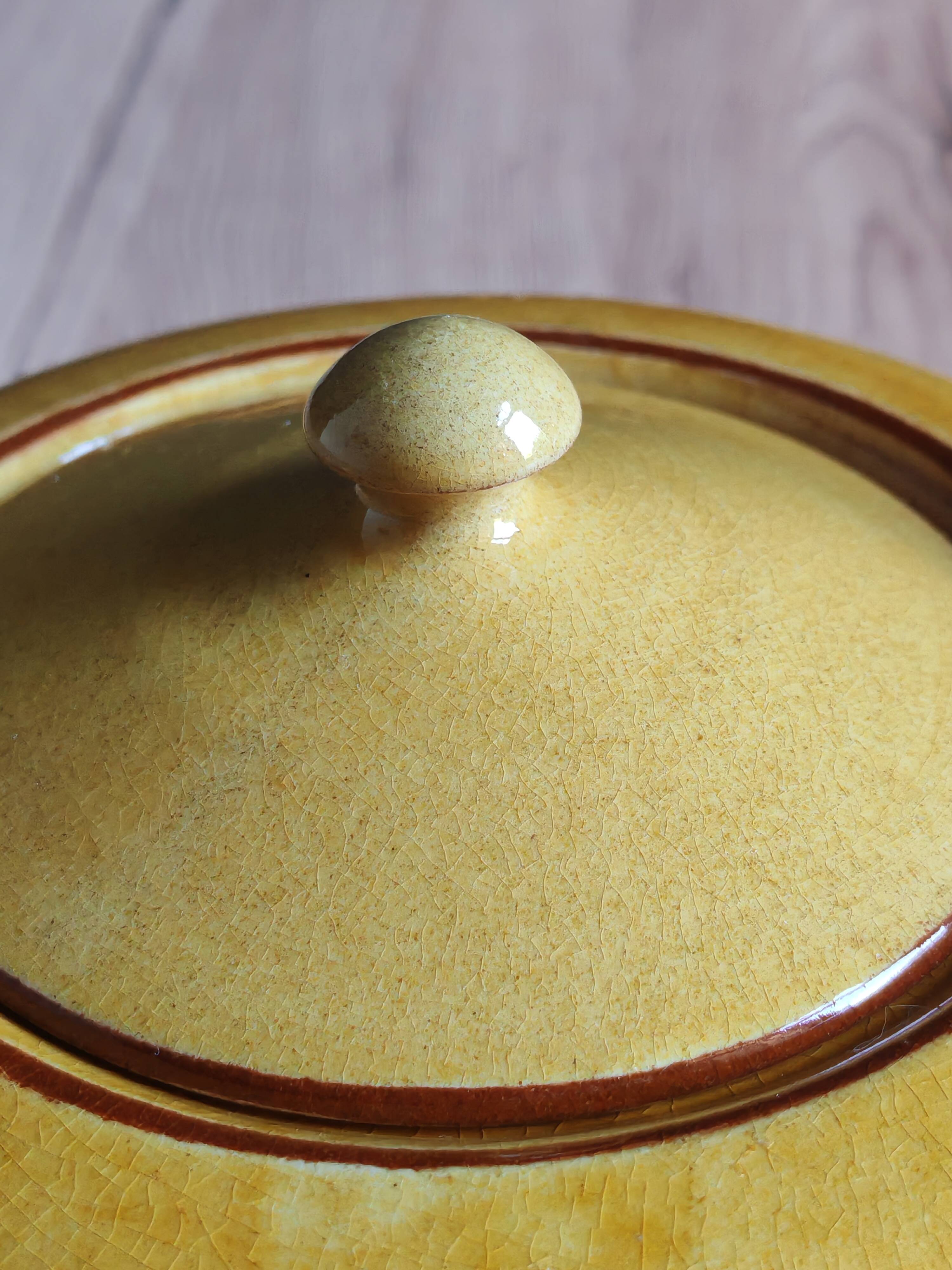 Vintage Mustard Enamelled Ceramic Teapot