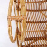 Vintage Curved rattan and bamboo armchair - 1960s