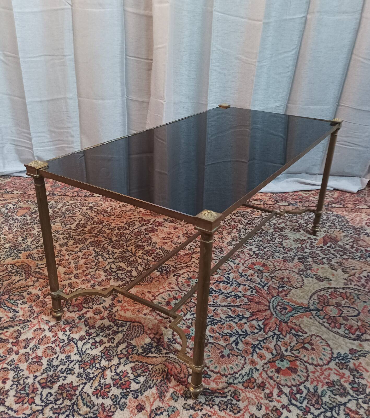 Vintage coffee table in brass and glass