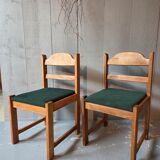4 green tweed chairs
