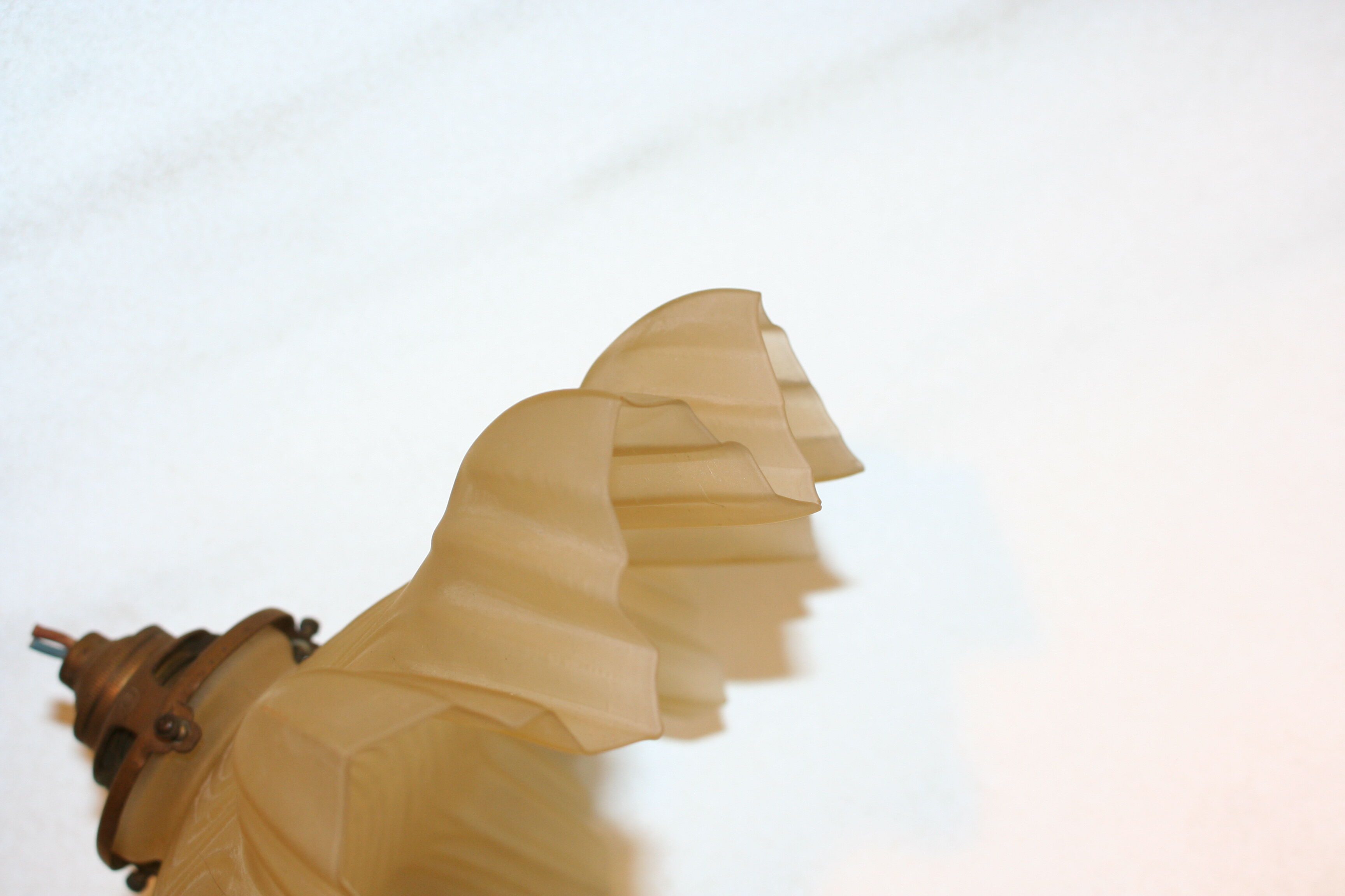 Pleated yellow glass lampshade