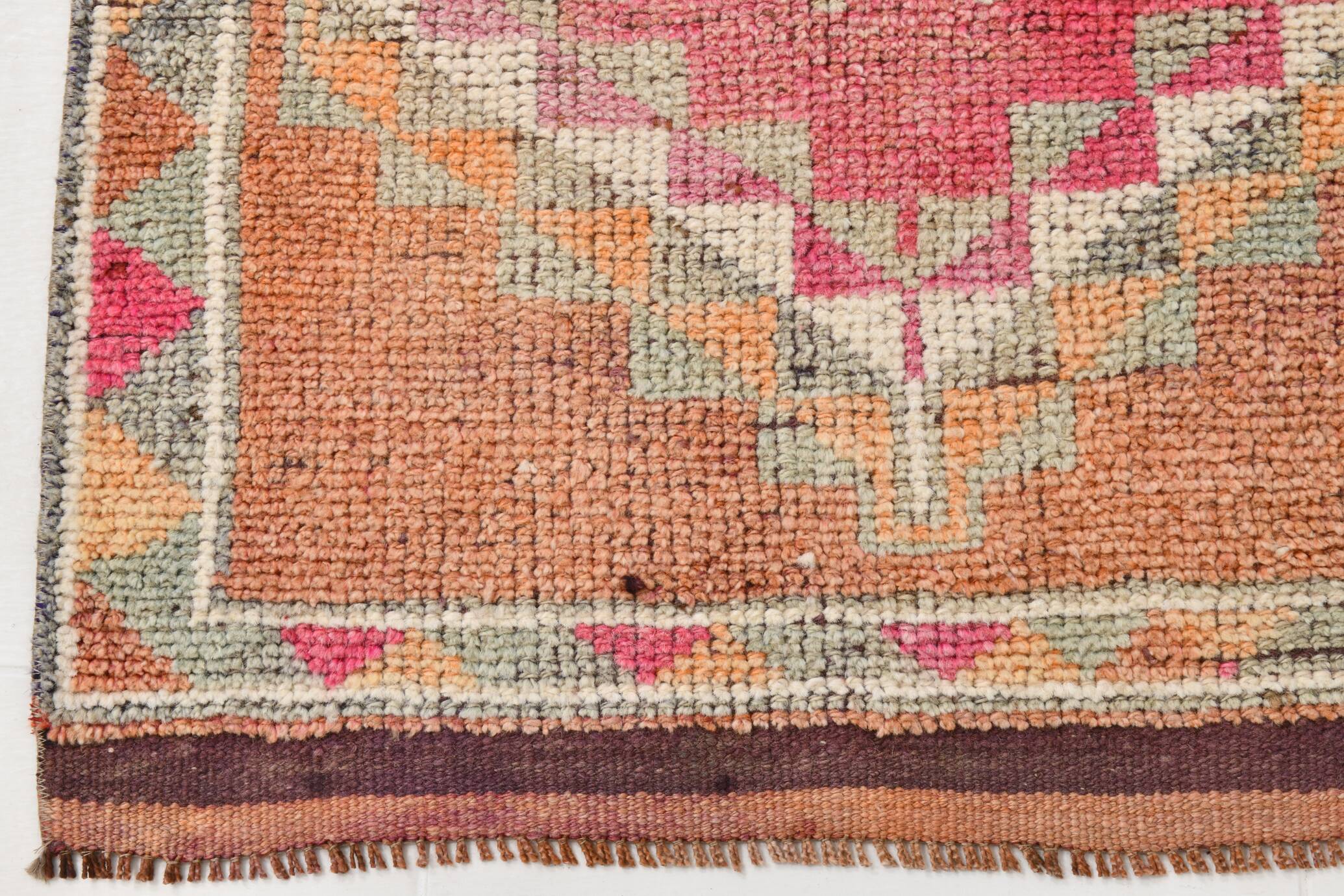 3x12 Pumpkin Orange & Pink Turkish Runner Rug, 83x392Cm