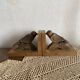Pair of Art Deco wooden bookends carved with birds.