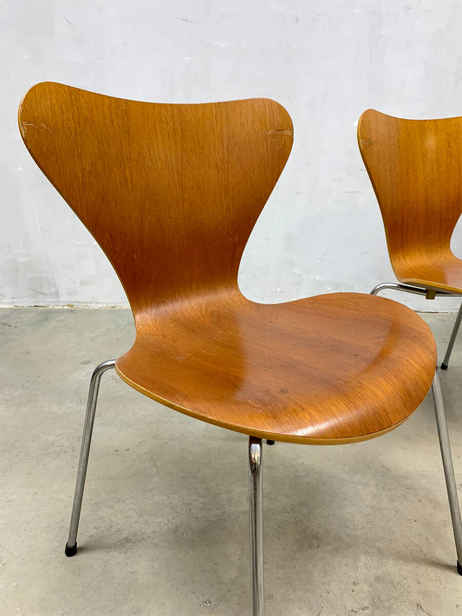 Ensemble de 4 chaises vintage 'Butterfly' 'vlinder' Fritz Hansen Arne Jacobsen