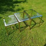 Coffee table, brass and glass